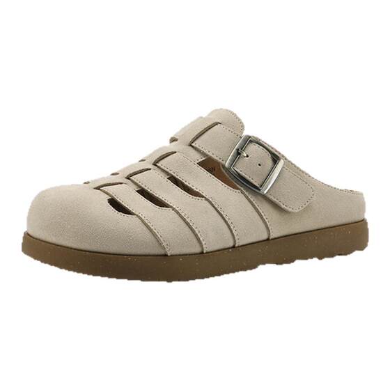 
Saturday genuine leather bag-toe slippers for women summer 2025 summer new soft-soled Roman sandals mules bucken half-drag