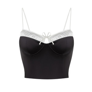 
Forlé Girl French Camisole Women's Spaghetti Straps Contrast Color Design Versatile Bra Padded Underwear Spring and Summer New Arrival