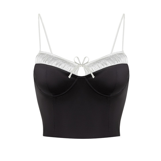 
Forlé Girl French Camisole Women's Spaghetti Straps Contrast Color Design Versatile Bra Padded Underwear Spring and Summer New Arrival