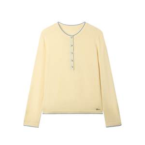 枫竺亨利领撞色薄款打底羊毛针织衫女2025秋冬修身显瘦出游毛衣