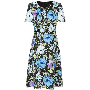 Authentic Matiannu women's clothing summer blue and purple printed chiffon dress skirt with ruffle high waist