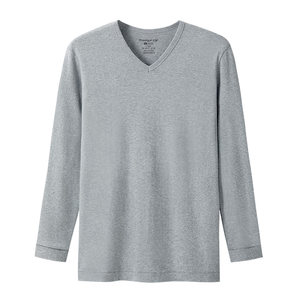 
Three Guns Men's Autumn Cotton Single-Piece Thin Warm Top Base V-neck Top Underwear White Cotton Sweater