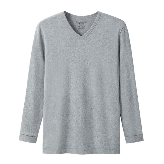 
Three Guns Men's Autumn Cotton Single-Piece Thin Warm Top Base V-neck Top Underwear White Cotton Sweater
