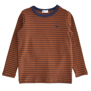 
Korean version of boys and girls rubbed pure cotton long-sleeved T-shirt for children's elastic medium-thick autumn and winter striped base shirt medium-big children