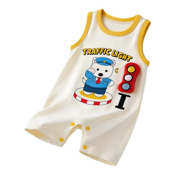 
0-2 years old newborn clothes summer modal short-sleeved sleeveless vest air-conditioned clothes one-piece summer dress pajamas