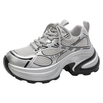 Daphne silver daddy shoes thick sole heightened casual shoes