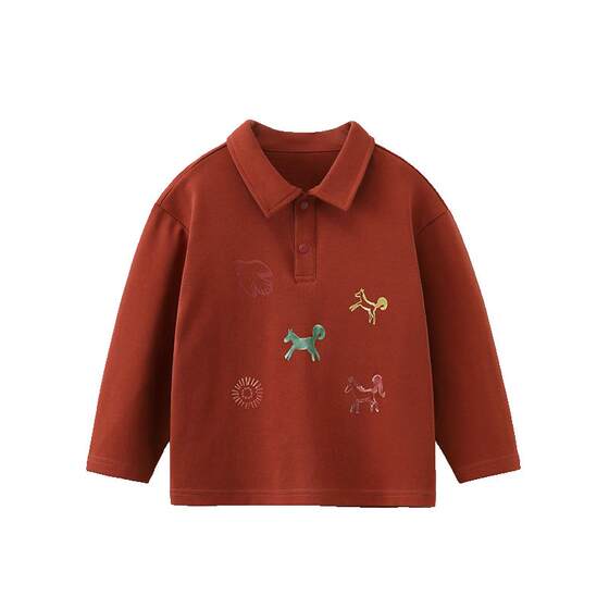 
[Master Jointly Named] [7A Antibacterial Fever] Qiqi Bear Baby T-shirt Long Sleeve Winter Boys Polo Shirt Lapel Women