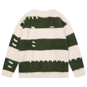
Where is the orange tree sweet style wide striped mink sweater for women in spring and autumn loose design hairy top