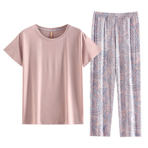 Jialefen pajamas Ms. Summer and Summer Summer Model Short -sleeved Trumpet Furniture Furniture Skin Bingshi Women's Set