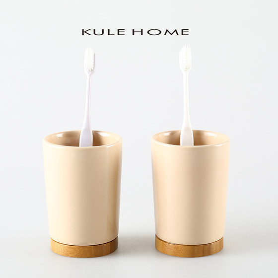 KULE HOME 复古风洗漱杯家用情侣创意陶瓷漱口杯高颜值刷牙杯子