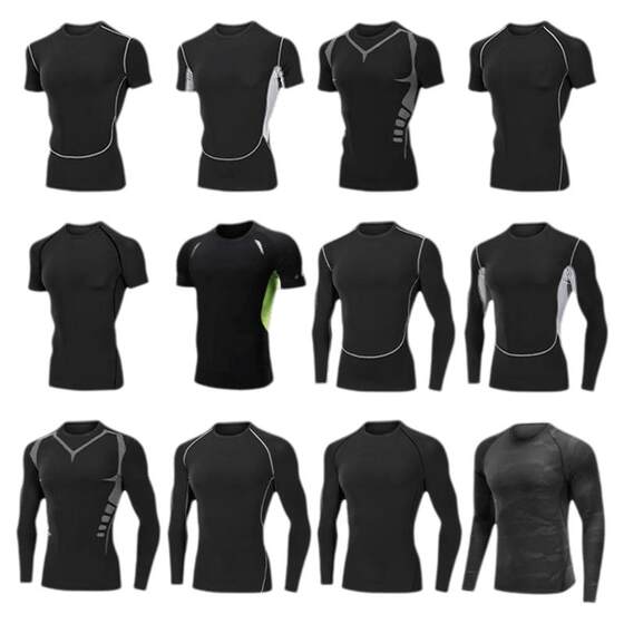 
Pro sports tight clothes men's long-sleeved quick-drying T-shirt running fitness basketball training base high elastic top new style