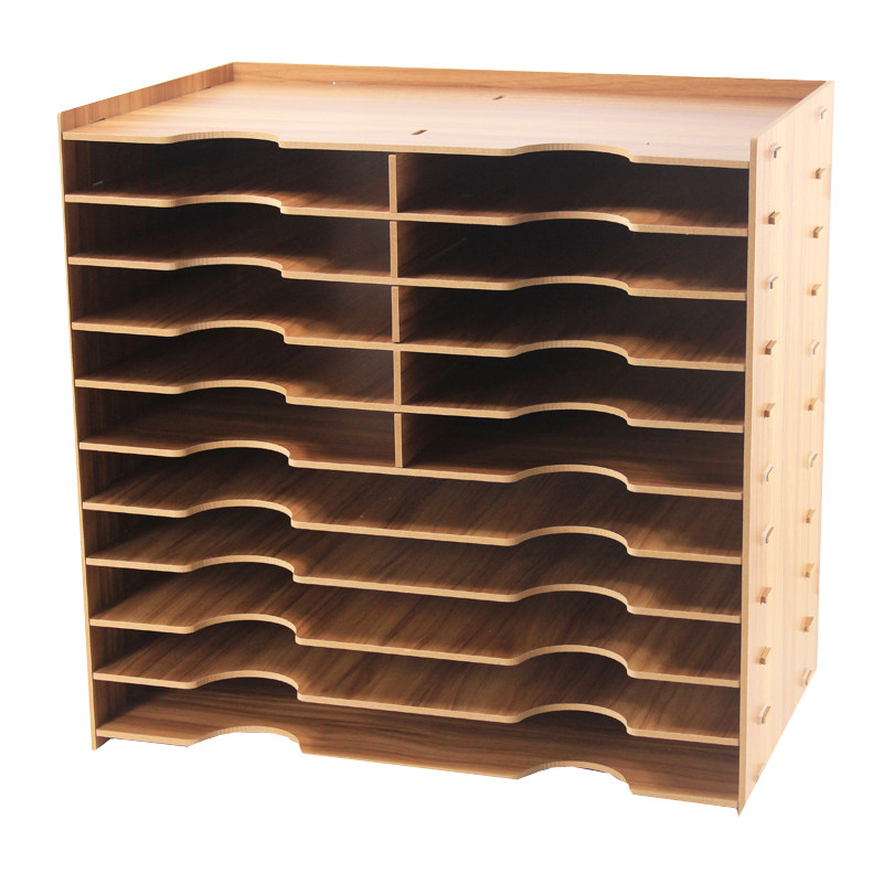 Wooden Multi-Layer File Rack - A3/A4 Paper Storage Box