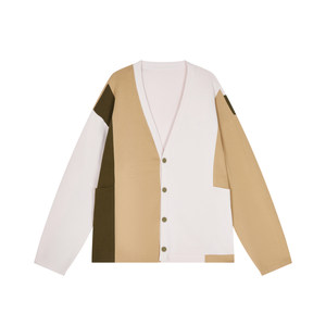 
Sketch men's spring and autumn new style knitted cardigan large color block contrasting loose V-neck fashion retro splicing sweater