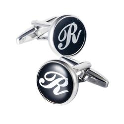 Letter Cufflinks Are Freely Matched With Simple Round Black Enamel Cuff Studs French Shirt Cuff Buttons Gift Box