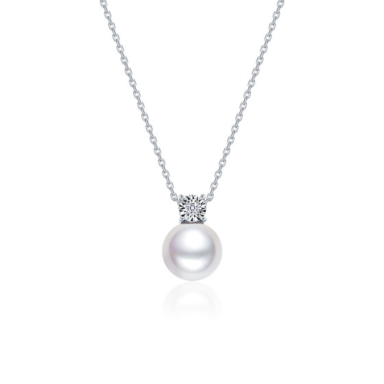 
Princess Diana 18K gold akoya seawater pearl pendant 8-8.5mm round gift for girlfriend D
