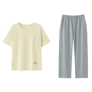 
Modal women's pajamas set, summer loose short-sleeved T-shirt, casual trousers, large size home wear two-piece set