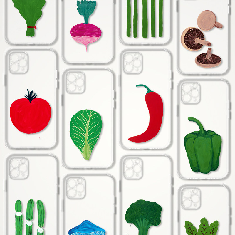 David Shrigley Artistic Whimsical Vegetable Clear Phone Case for iPhone 17, 16, 15, 14 and 13