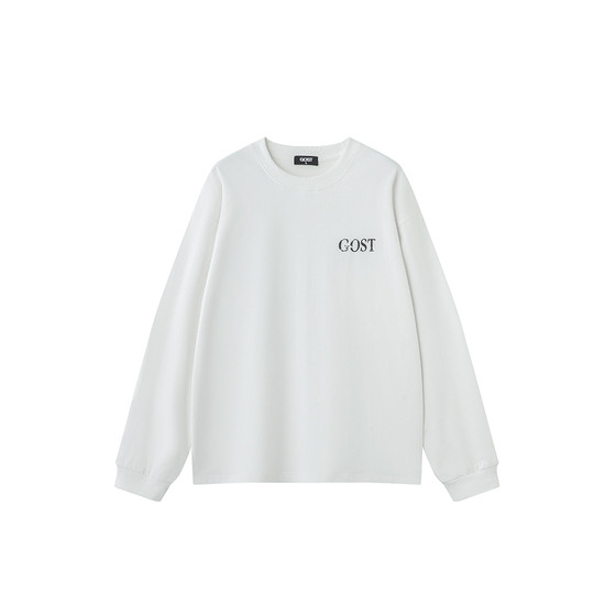 
GOST trendy brand basic logo printing versatile casual long-sleeved bottoming shirt simple loose T-shirt for men and women couples