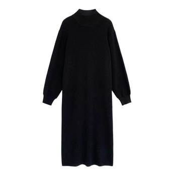 Fat MM Half -neck sweater loose dress
