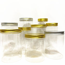 Plastic bottle storage jar pet aluminum lid biscuit round