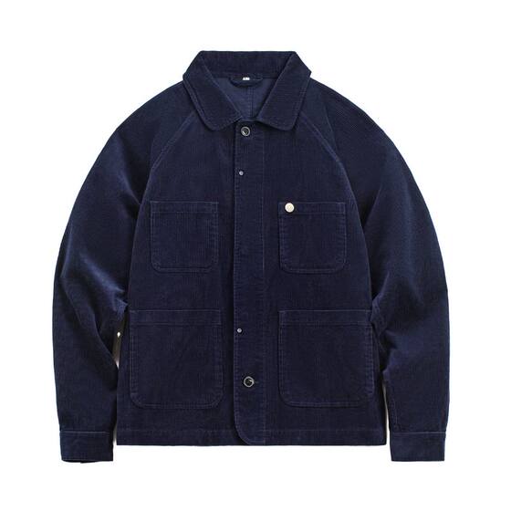 
Madden Workwear American Retro Corduroy Four-Pocket Hunting Jacket Short Navy Blue Lapel Thin Jacket Men's Spring