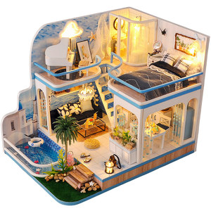 diy hut villa hand-assembled house miniature scene model building block puzzle toy girl birthday gift