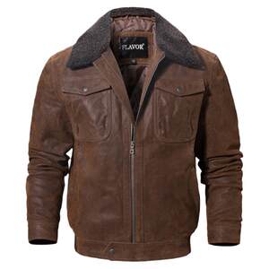 
New autumn and winter Haining genuine leather leather jacket for men's retro short plus cotton leather jacket for leather motorcycle jacket for men