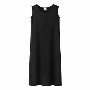 
2025 new autumn slim slim dress women's round neck suspender bottoming vest dress black sleeveless skirt