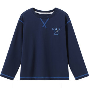 
Ying's 2026 spring new style boys' long-sleeved T-shirt spring loose medium and large children's college style round neck printed top