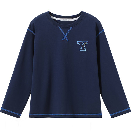
Ying's 2026 spring new style boys' long-sleeved T-shirt spring loose medium and large children's college style round neck printed top