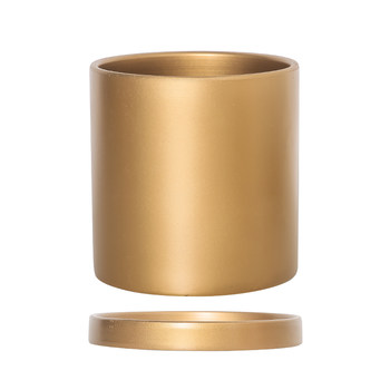 Ceramic Matte Gold Silver Flower Pot with Tray
