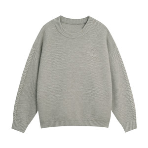 Lujiamen autumn and winter textured pullover sweater men's loose large size sports inner wear fitness casual sweater for men