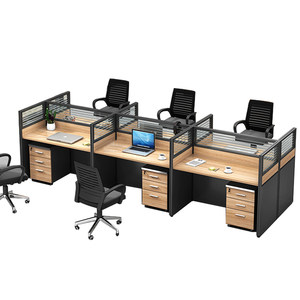 Employee desk cross L -shaped card seat simple modern 2/4/6 people partition computer table and chair combination office furniture
