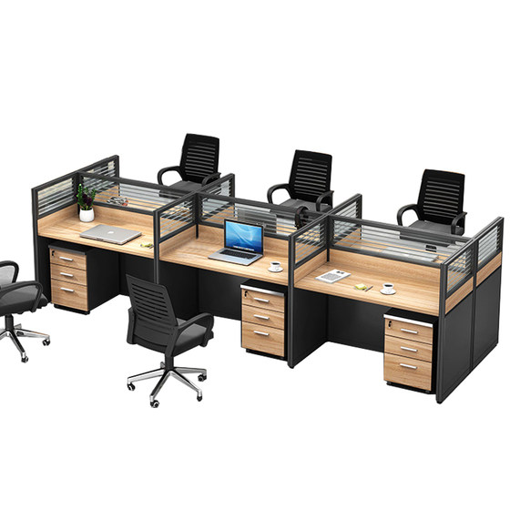 Employee desk cross L -shaped card seat simple modern 2/4/6 people partition computer table and chair combination office furniture
