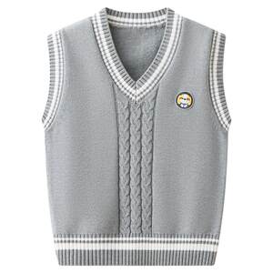 
Red bean children's pure cotton sweater for boys, middle and large children, autumn and winter warm pullover knitted vest bottoming shirt vest M