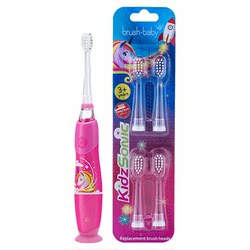 Electric toothbrush with replacement brush head set for 3 years and above