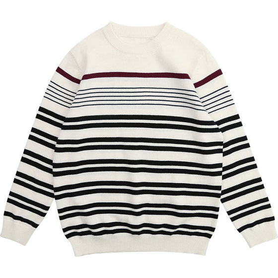 
Chunyi Liangpin children's clothing boys' sweaters spring and autumn children's retro striped round neck pullover sweaters