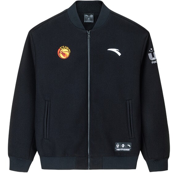
ANTA CUBAL college league basketball jacket men's knitted sports black top summer baseball uniform