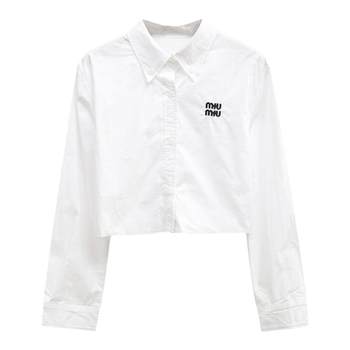 Shopping mall embroidery letter embroidered white shirt female shirt
