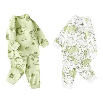 2 pieces 1-5-year-old children's underwear set Spring and Autumn new baby autumn clothes and autumn pants pure cotton base shirt home clothes Class A
