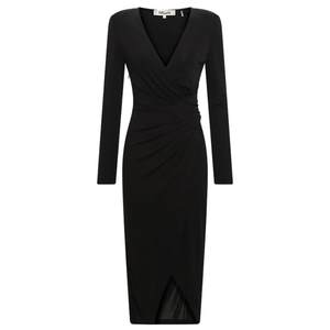 [Rose similar style][Little black skirt]DVF banquet V-neck high waist solid color dress DL4R057