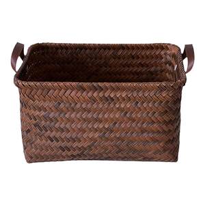 American Advanced Storage Basket Dirty Clothes Basket Imitation Vine Weaving PU Handle Washing Bucket Snack Toy Dirty Clothes Basket Popular on the Internet