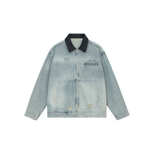 
FORNINES Barn style spring American retro jacket washed distressed denim jacket men's and women's fashion brand clothes