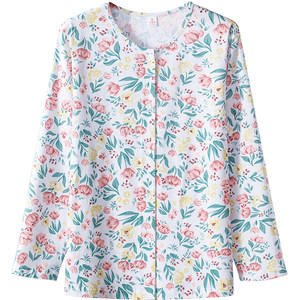 
Huayouyuan middle-aged and elderly women's spring coat pure cotton spring and summer printed cardigan 50-year-old mother's style top