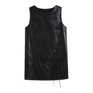 
Migu black pu leather skirt dress for women 2025 new autumn and winter vest skirt vest skirt small A-line short skirt