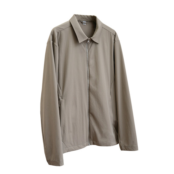 
Men's moisture-absorbent quick-drying lapel jacket, light and simple solid color casual jacket elastic top k