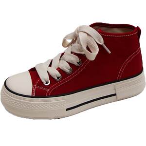 
Renben women's shoes heightening red high-top canvas shoes for women 2026 spring new women's thick-soled sneakers women's shoes