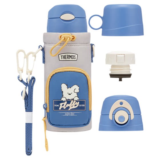 
Thermos children's thermos cup baby straw cup large capacity three-cover water cup direct drinking cup 316L stainless steel water cup