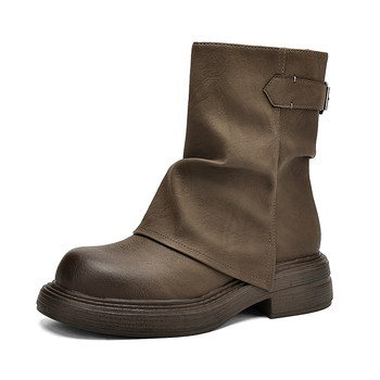 Daphne wrinkled and piled boots thick sole Martin boots brown