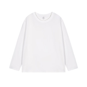 
300g heavyweight Xinjiang cotton white pure cotton long-sleeved T-shirt men and women's tops with loose casual bottoming shirt autumn and winter